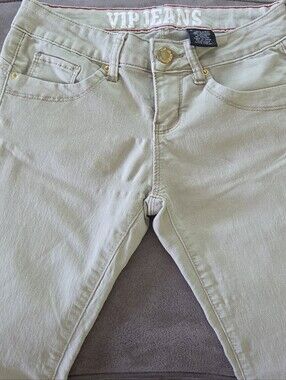 V.I.P. Jeans Khaki Stretch Skinny Ankle Pants Juniors Size 1/2 Regular